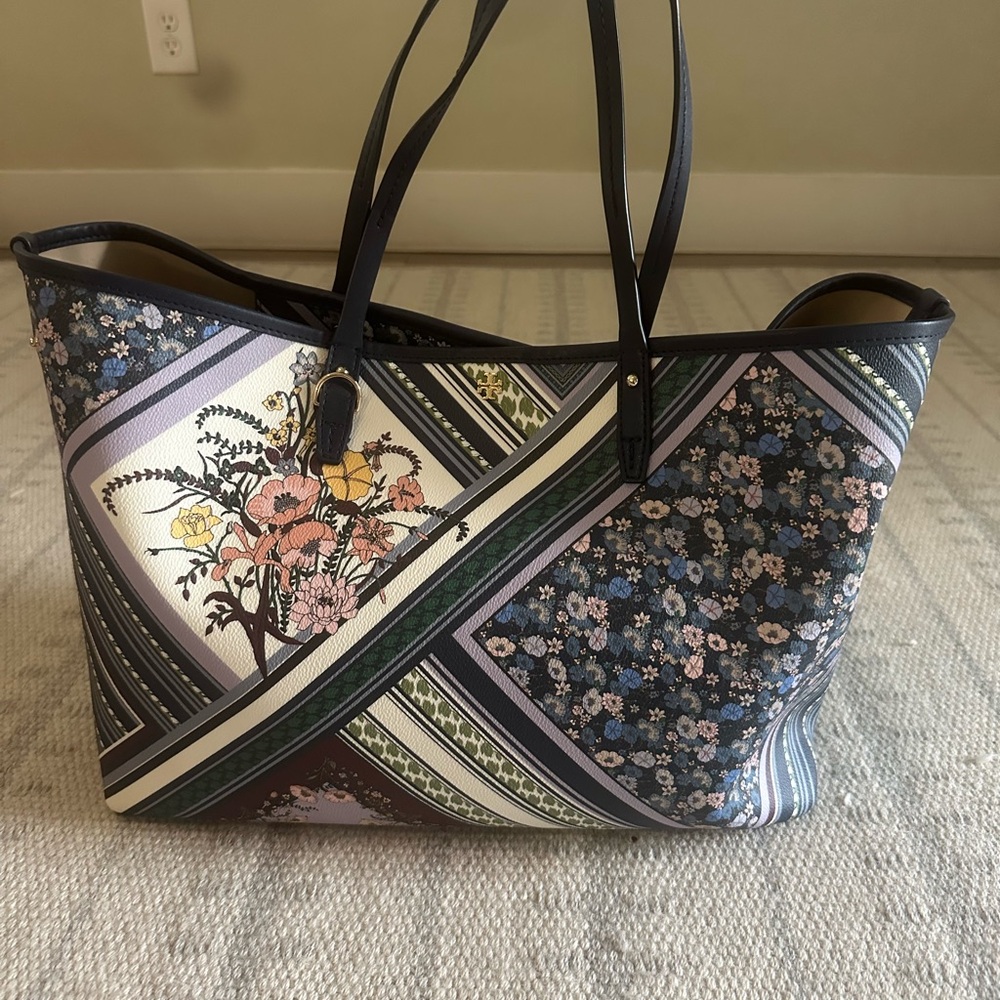 Tory Burch floral patchwork tote. 

MATCHING WALLET